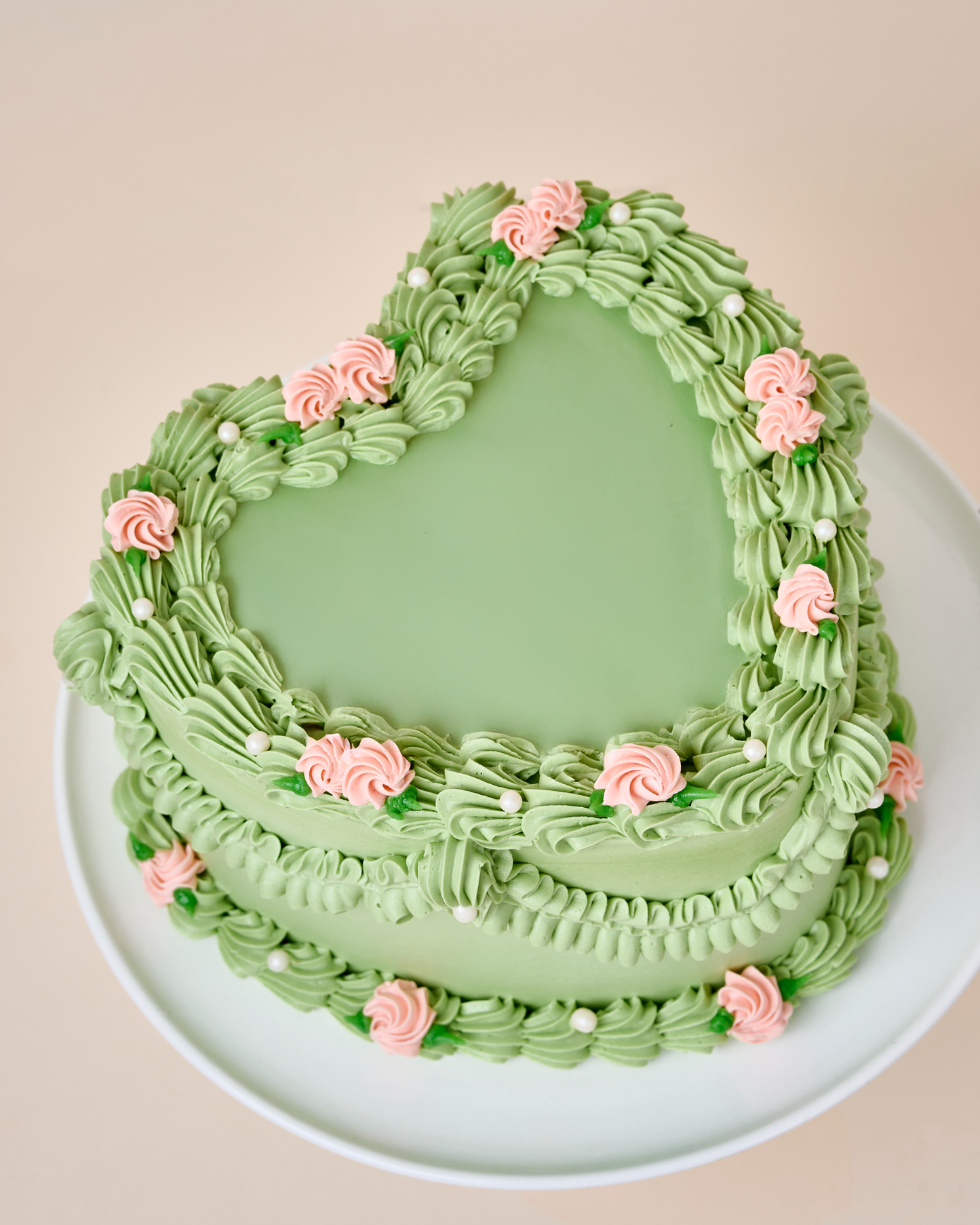 Green Vintage Heart Cake