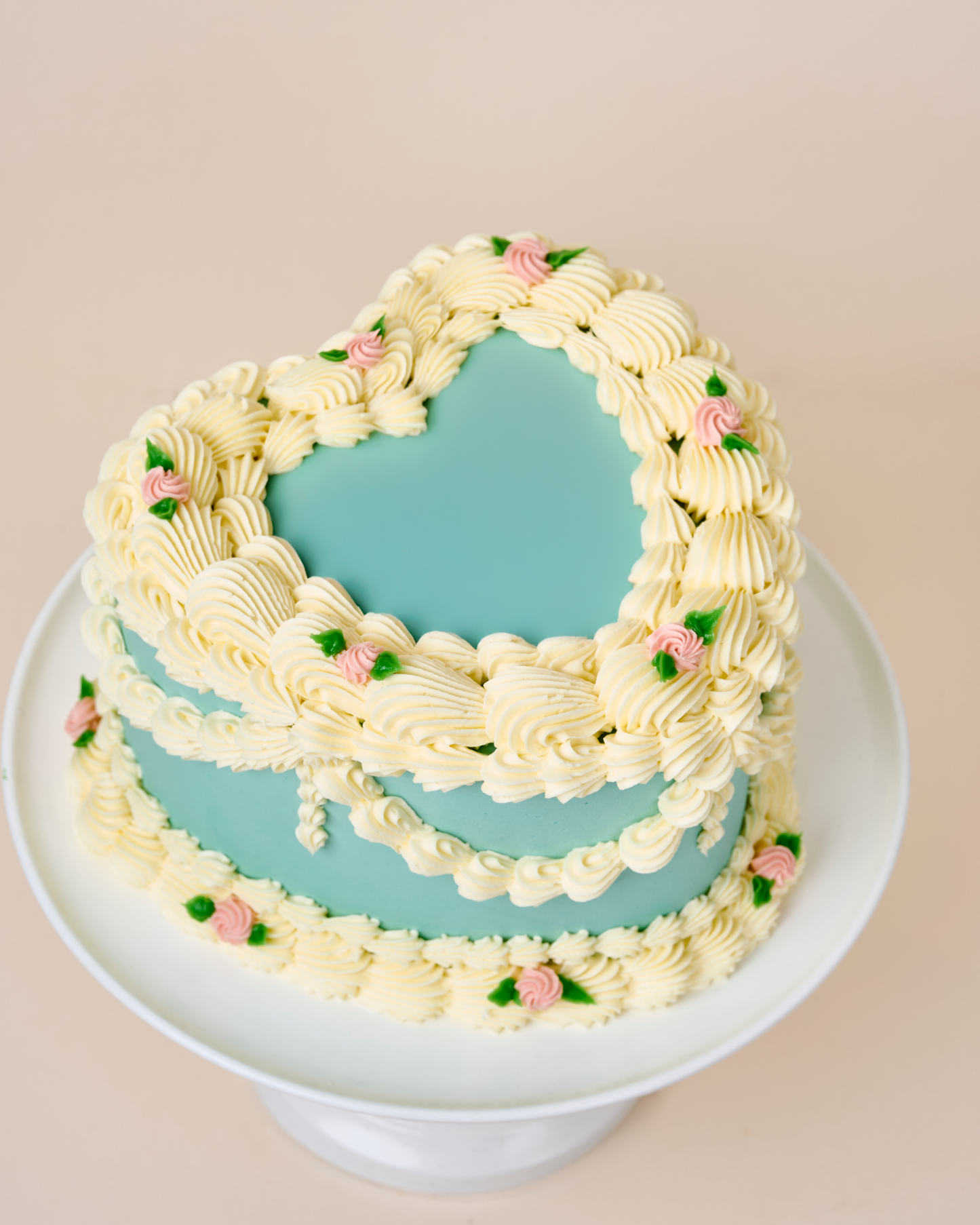 Blue & White Vintage Heart Cake