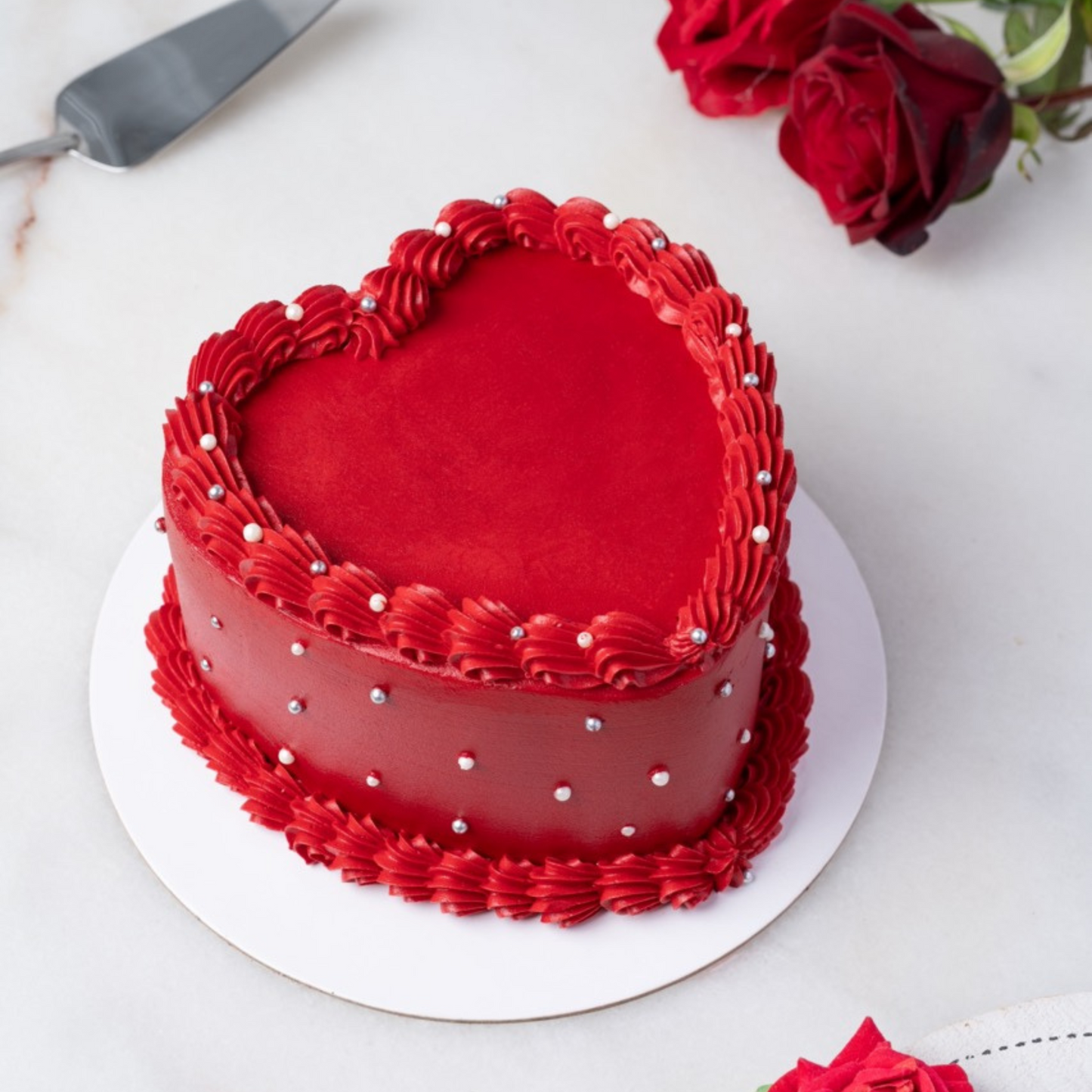 Intense Red Heart Cake
