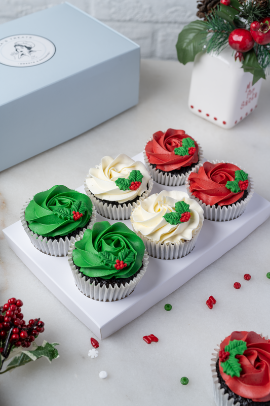 Simple Holly Cupcakes
