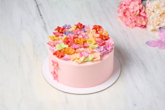 Pink Floral Top Cake