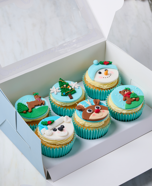 Christmas Fondant Cupcakes (Blue)