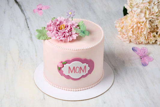 Pink Floral Fondant Cake