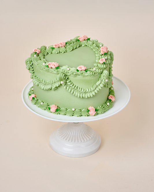 Green Vintage Heart Cake
