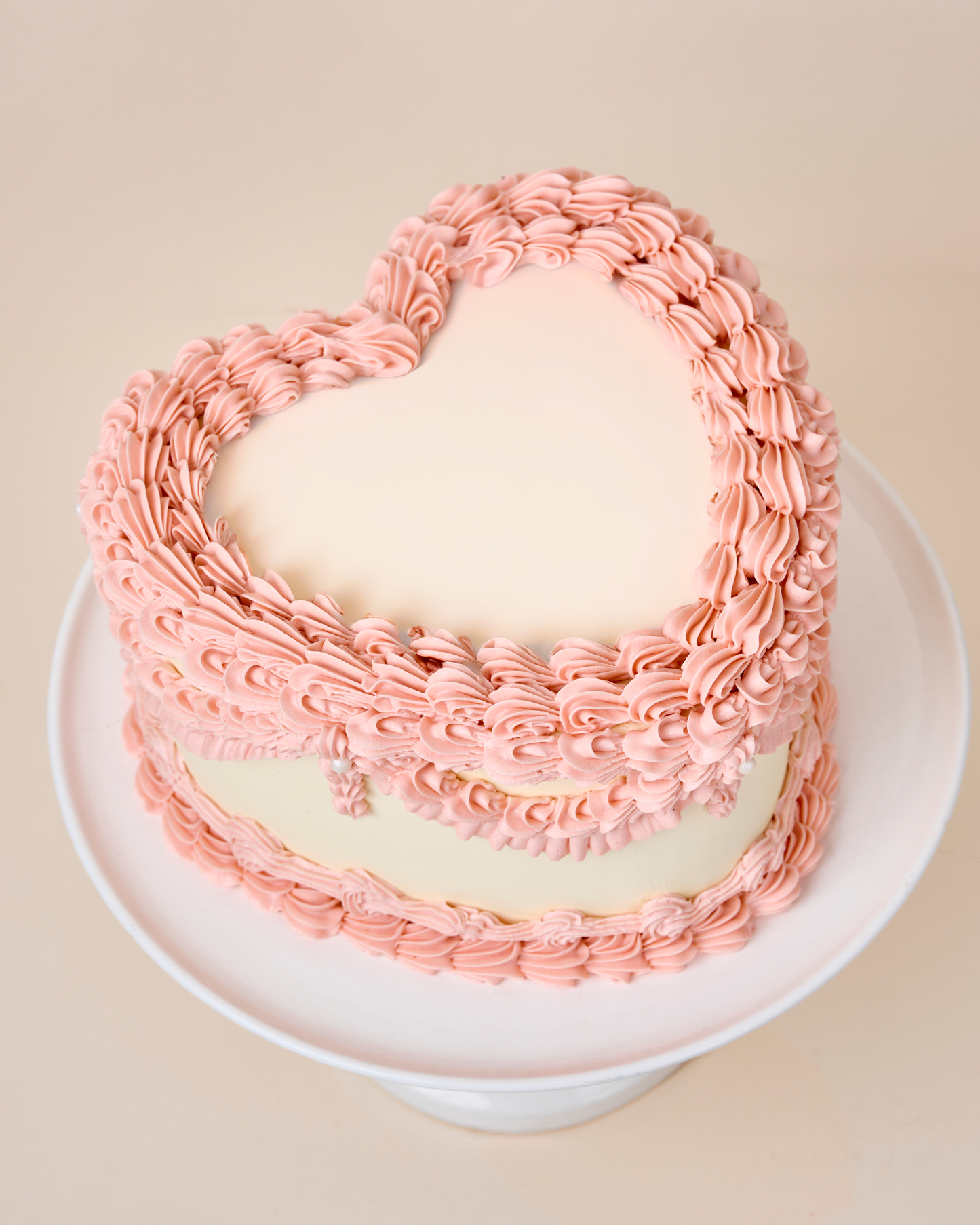 Pink & White Vintage Heart Cake