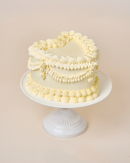 White Vintage Heart Cake