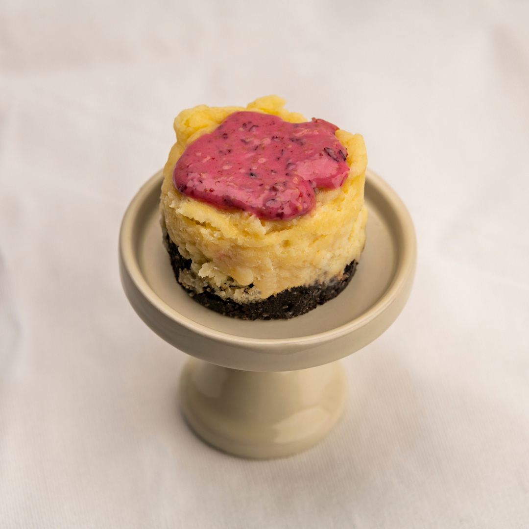 Mini cheesecake crujiente de frambuesa